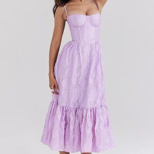 House of CB Purple Tiered Midi Dress Wedding Guest Bridesmaid
